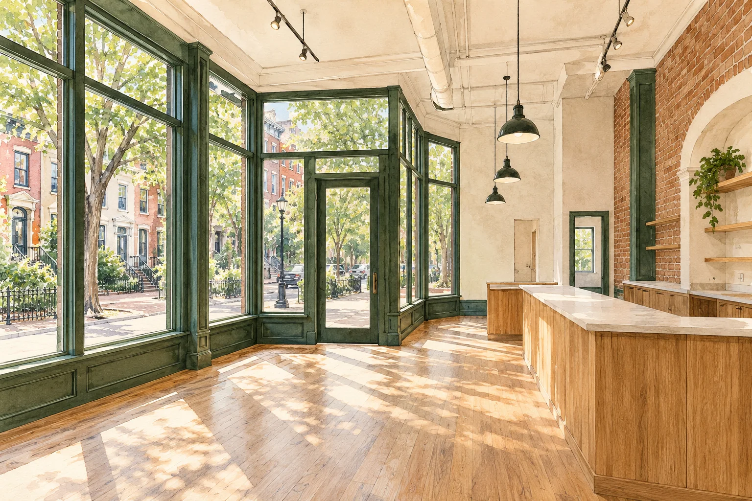 Architectural concept of an adaptable corner commercial space